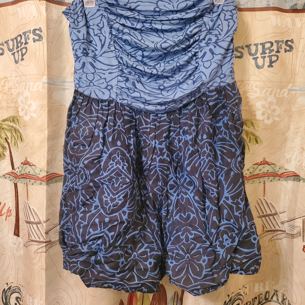 Roxy Blue Floral Strapless Shorts Romper